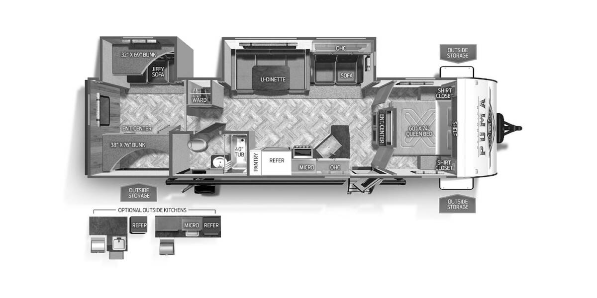 2023 Palomino Puma XLE Lite 31BHSC Travel Trailer at Greeneway RV Sales & Service STOCK# 11091 Floor plan Layout Photo