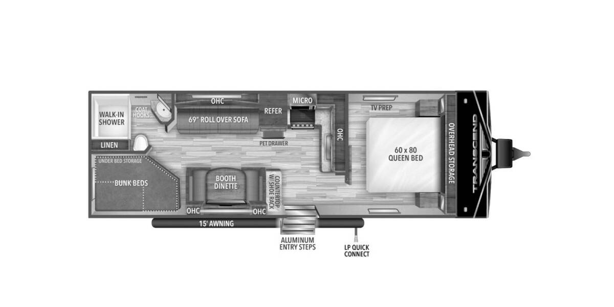 2021 Grand Design Transcend Xplor 247BH Travel Trailer at Greeneway RV Sales & Service STOCK# 9974 Floor plan Layout Photo