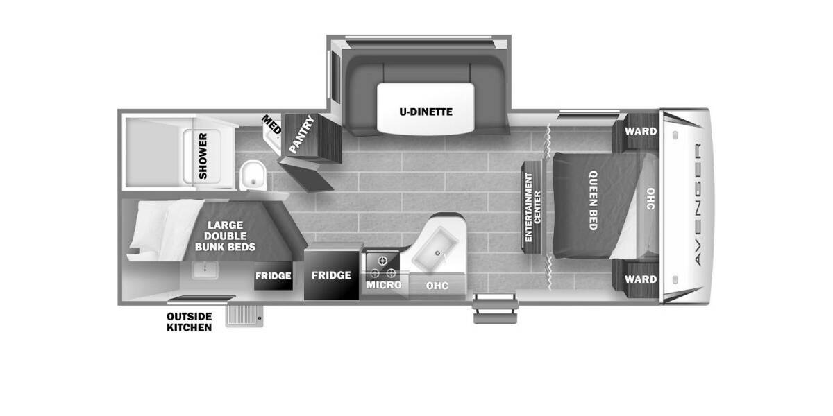 2021 Prime Time Avenger 24BHS Travel Trailer at Greeneway RV Sales & Service STOCK# 9923 Floor plan Layout Photo