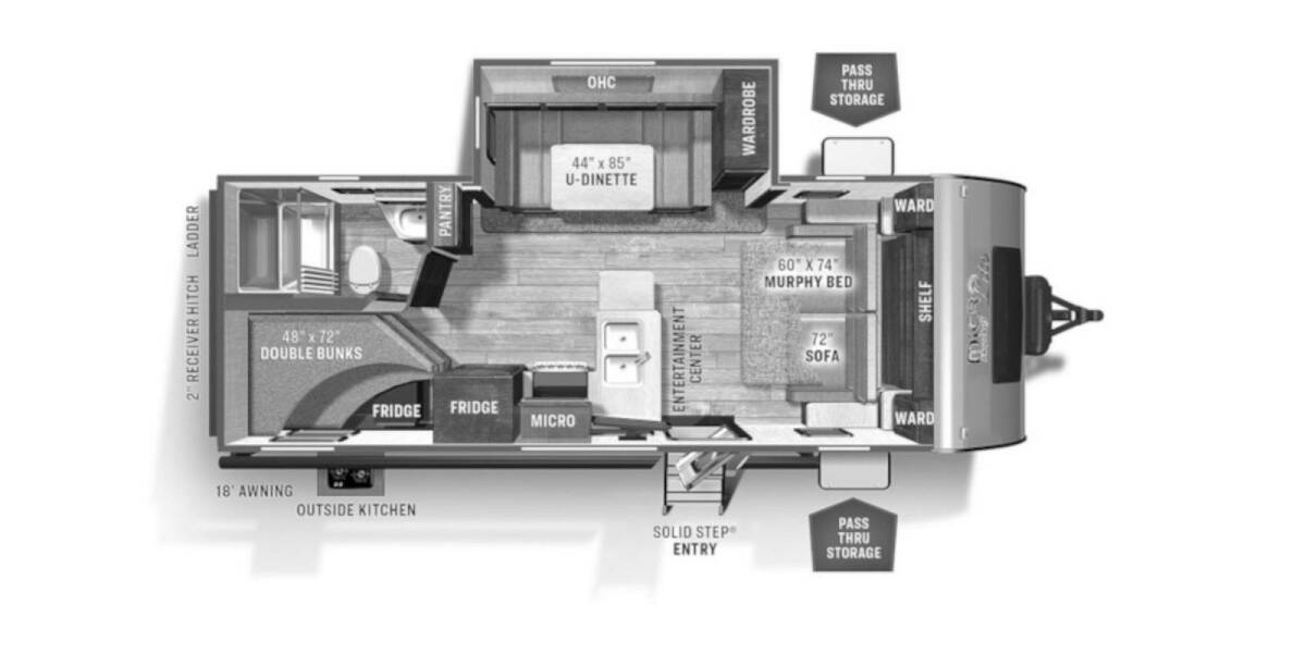 2021 Flagstaff Micro Lite 25BRDS Travel Trailer at Greeneway RV Sales & Service STOCK# 10149 Floor plan Layout Photo