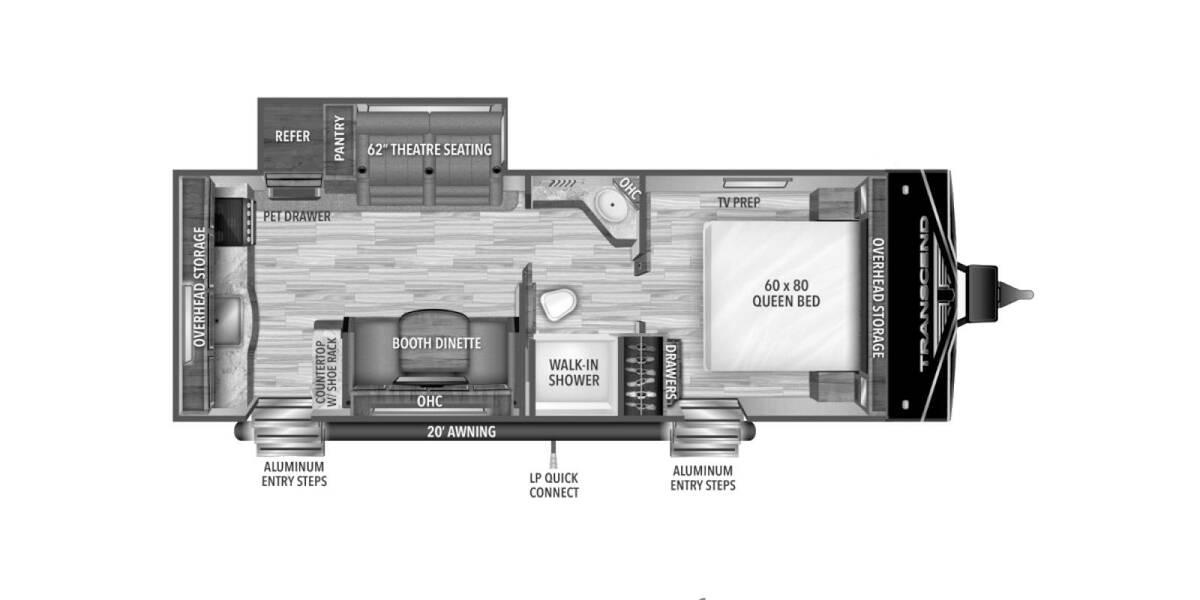 2021 Grand Design Transcend Xplor 231RK Travel Trailer at Greeneway RV Sales & Service STOCK# 10021 Floor plan Layout Photo