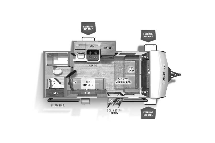 2022 Flagstaff E-Pro 19FDS  at Greeneway RV Sales & Service STOCK# 10074 Floor plan Layout Photo