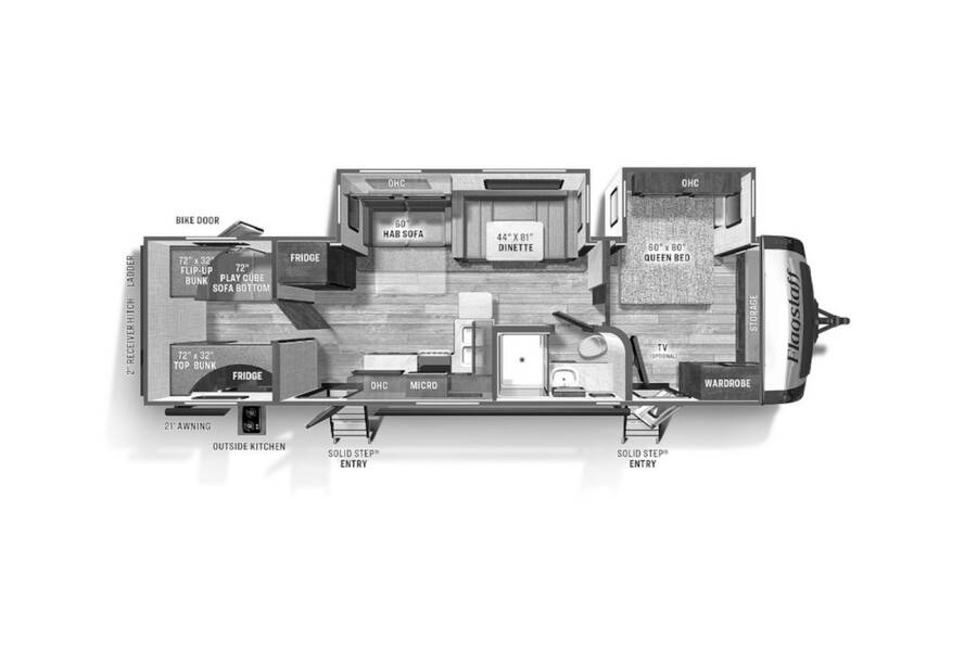 2022 Flagstaff Super Lite 29BHS Travel Trailer at Greeneway RV Sales & Service STOCK# 10092 Floor plan Layout Photo