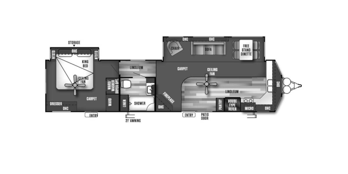 2016 Wildwood Lodge 394FKDS Travel Trailer at Greeneway RV Sales & Service STOCK# 9734A Floor plan Layout Photo