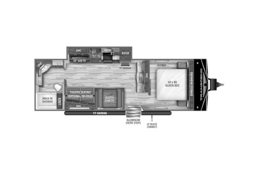 2022 Grand Design Transcend Xplor 260RB Travel Trailer at Greeneway RV Sales & Service STOCK# 10144 Floor plan Layout Photo