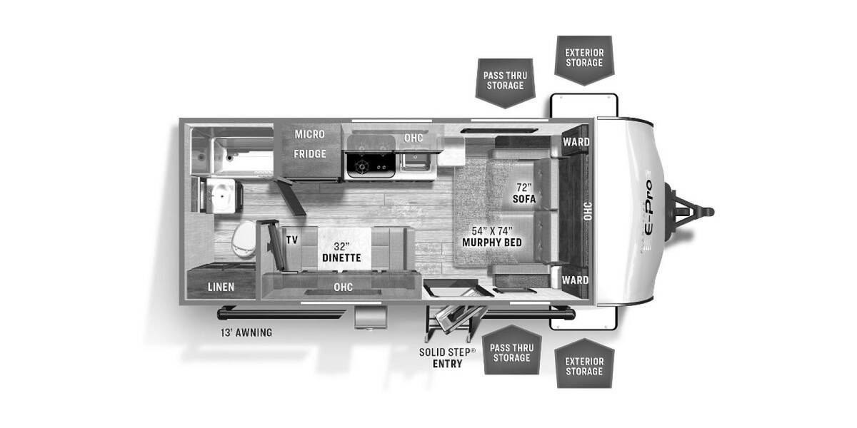 2022 Flagstaff E-Pro 19FD Travel Trailer at Greeneway RV Sales & Service STOCK# 10197 Floor plan Layout Photo