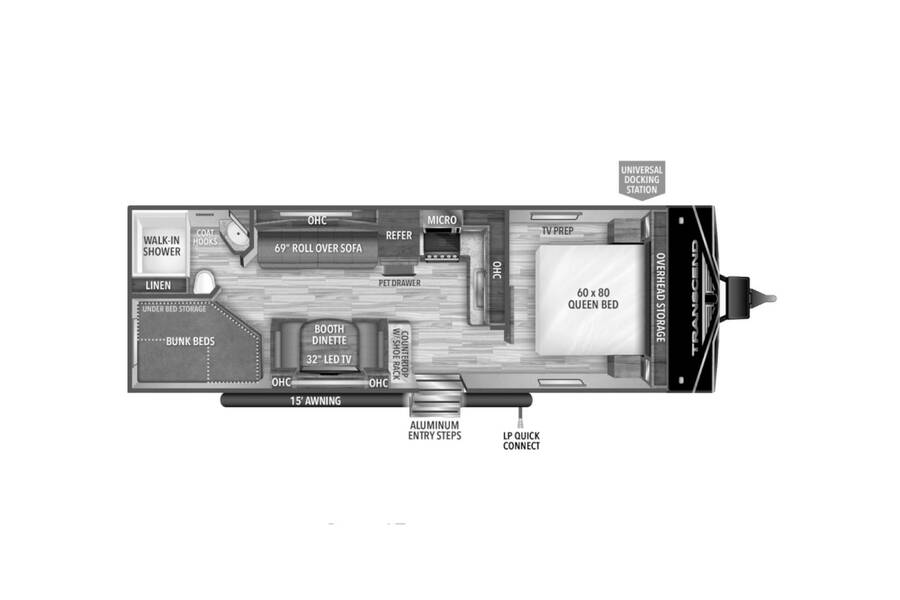 2022 Grand Design Transcend Xplor 247BH Travel Trailer at Greeneway RV Sales & Service STOCK# 10290 Floor plan Layout Photo