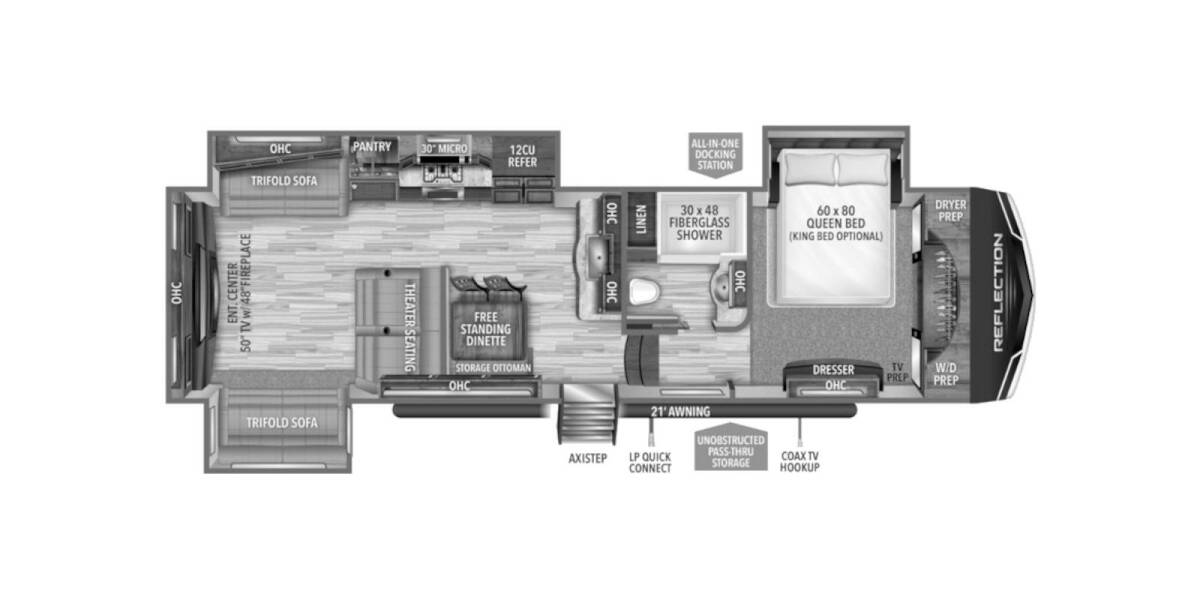 2022 Grand Design Reflection 340RDS Fifth Wheel at Greeneway RV Sales & Service STOCK# 10344 Floor plan Layout Photo