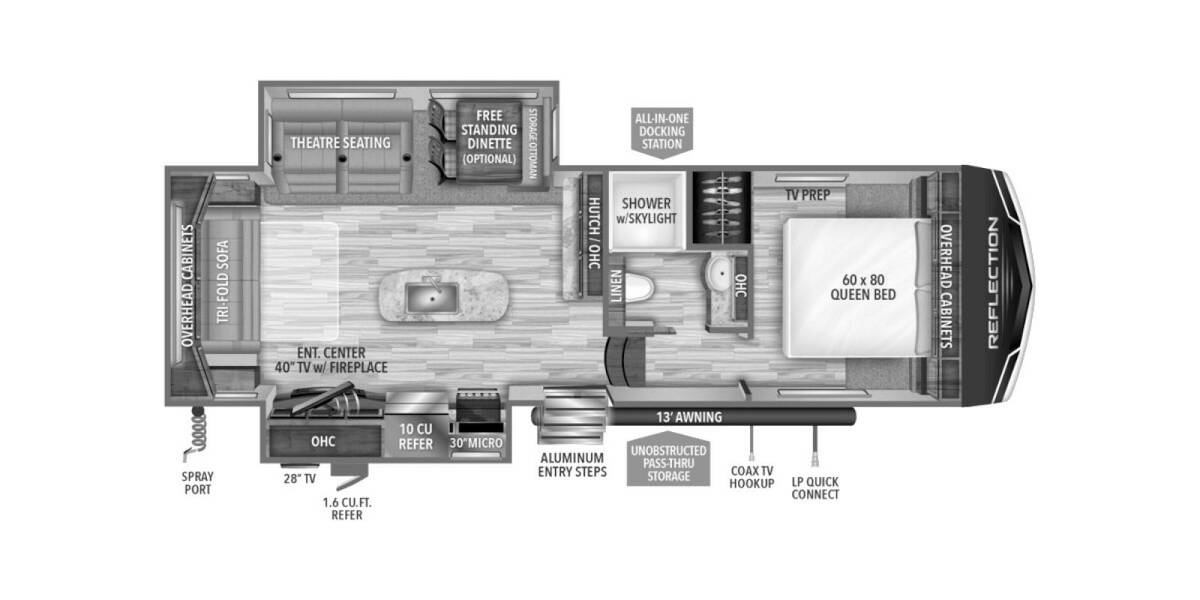 2022 Grand Design Reflection 150 280RS Fifth Wheel at Greeneway RV Sales & Service STOCK# 10280 Floor plan Layout Photo