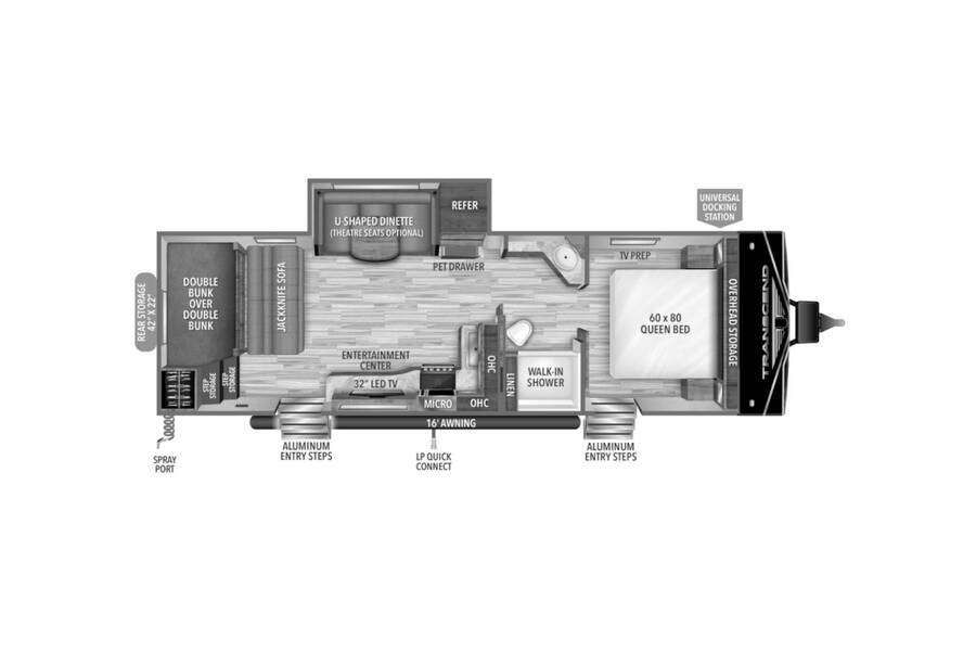 2022 Grand Design Transcend Xplor 265BH Travel Trailer at Greeneway RV Sales & Service STOCK# 10308 Floor plan Layout Photo