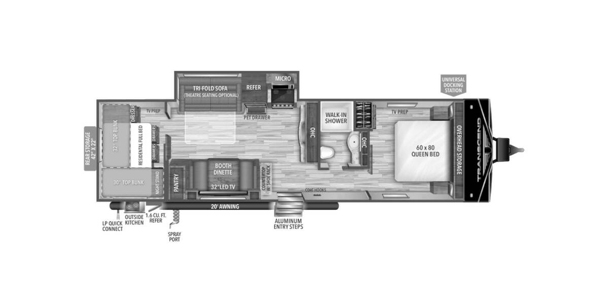 2022 Grand Design Transcend Xplor 297QB Travel Trailer at Greeneway RV Sales & Service STOCK# 10394 Floor plan Layout Photo