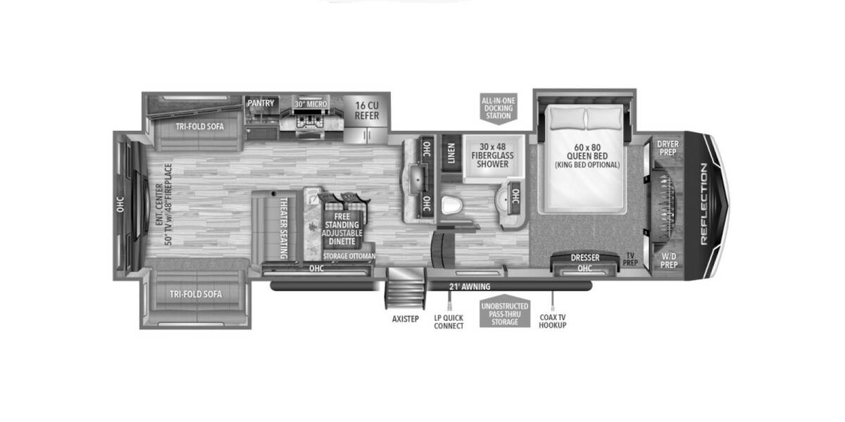 2022 Grand Design Reflection 341RDS Fifth Wheel at Greeneway RV Sales & Service STOCK# 10436 Floor plan Layout Photo