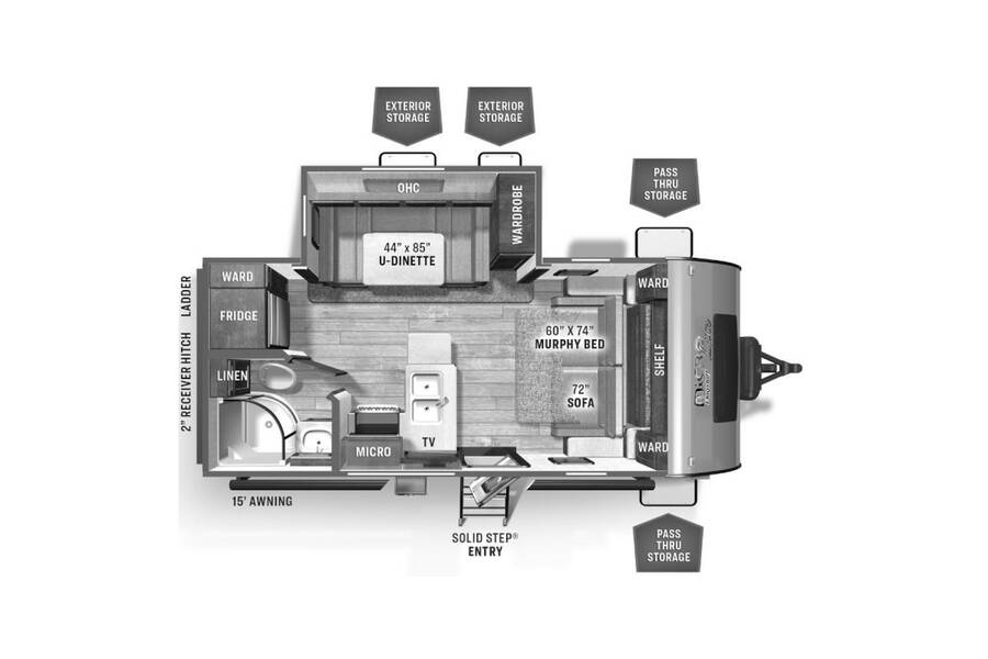 2022 Flagstaff Micro Lite 21DS Travel Trailer at Greeneway RV Sales & Service STOCK# 10457 Floor plan Layout Photo