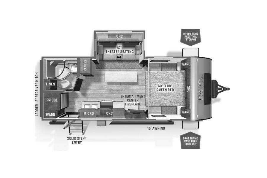 2022 Flagstaff Micro Lite 22FBS Travel Trailer at Greeneway RV Sales & Service STOCK# 10458 Floor plan Layout Photo