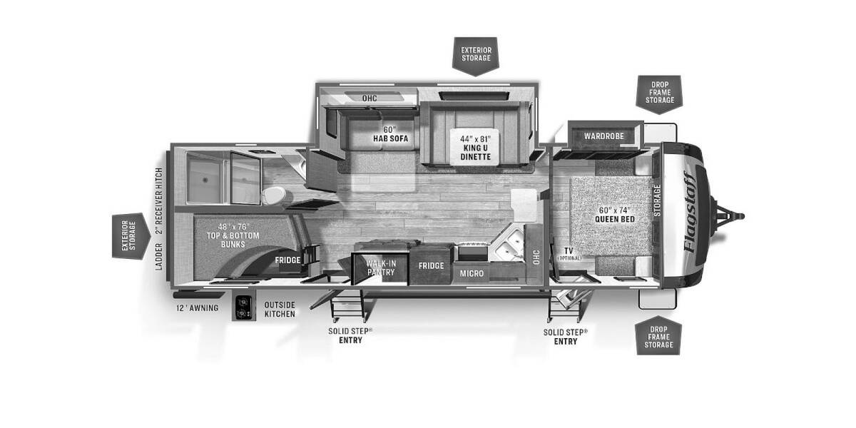 2022 Flagstaff Super Lite 27BHWS Travel Trailer at Greeneway RV Sales & Service STOCK# 10470 Floor plan Layout Photo