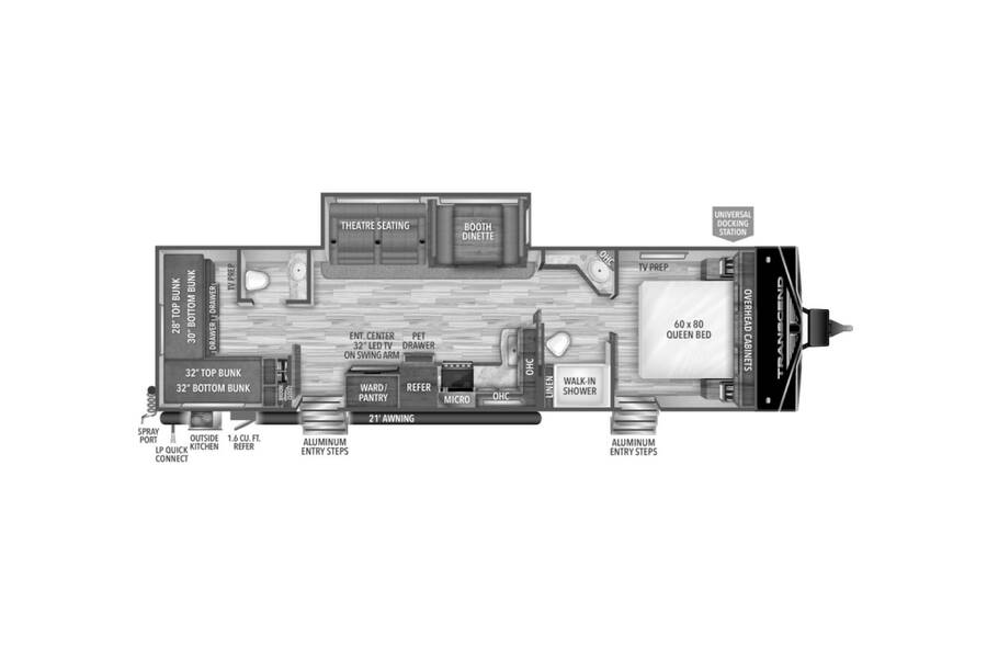 2022 Grand Design Transcend Xplor 321BH  at Greeneway RV Sales & Service STOCK# 10511 Floor plan Layout Photo
