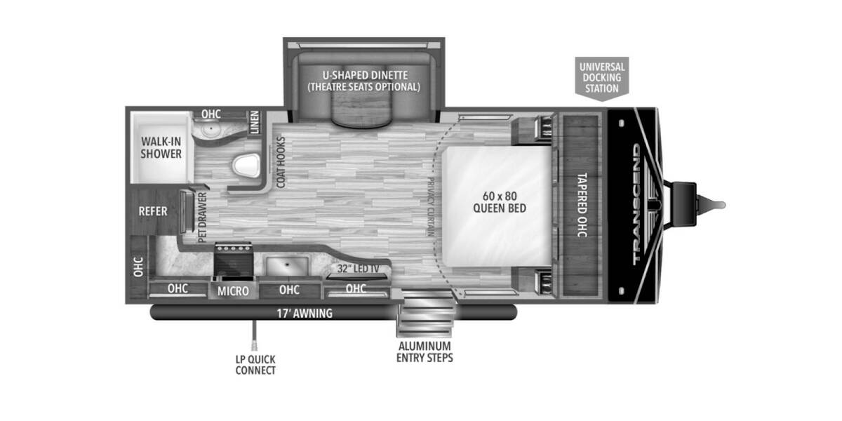 2022 Grand Design Transcend Xplor 200MK Travel Trailer at Greeneway RV Sales & Service STOCK# 10520 Floor plan Layout Photo