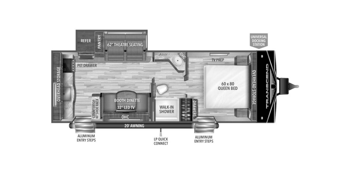 2022 Grand Design Transcend Xplor 231RK Travel Trailer at Greeneway RV Sales & Service STOCK# 10530 Floor plan Layout Photo