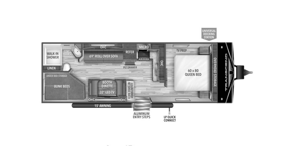 2022 Grand Design Transcend Xplor 247BH Travel Trailer at Greeneway RV Sales & Service STOCK# 10535 Floor plan Layout Photo