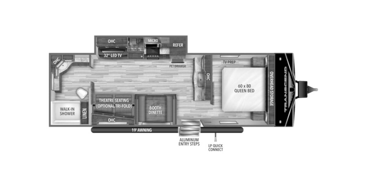 2022 Grand Design Transcend Xplor 260RB Travel Trailer at Greeneway RV Sales & Service STOCK# 10537 Floor plan Layout Photo