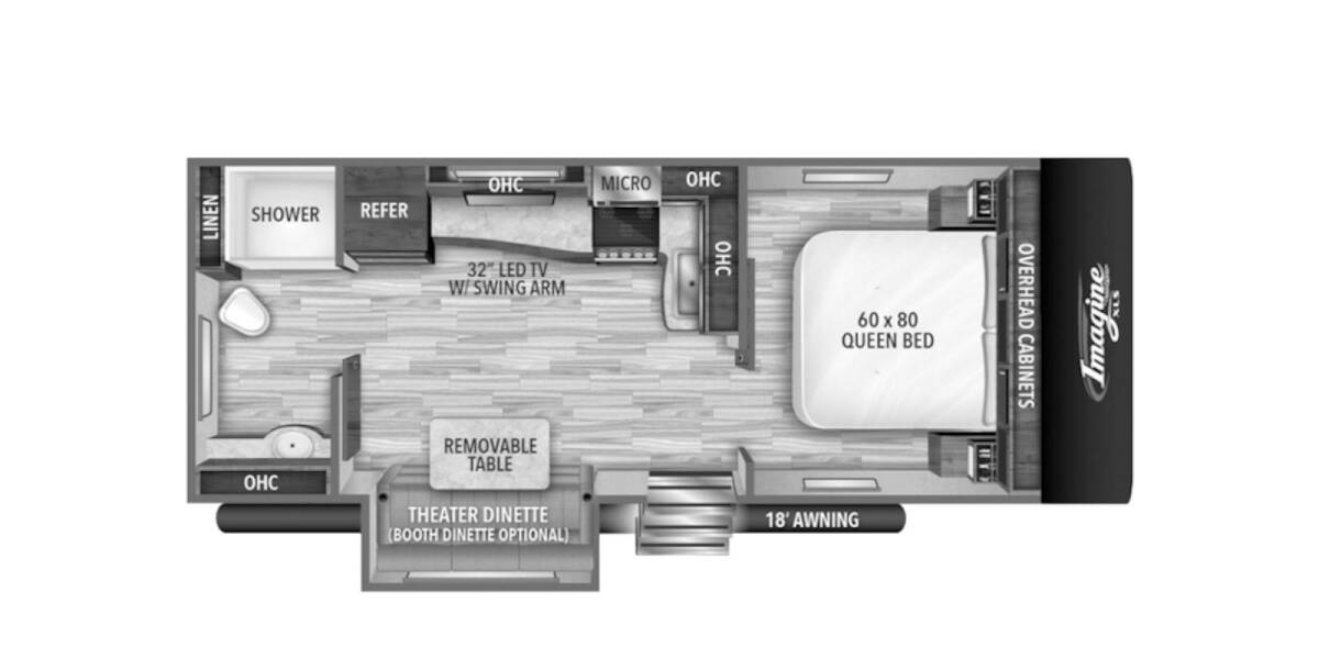 2021 Grand Design Imagine XLS 22RBE Travel Trailer at Greeneway RV Sales & Service STOCK# 10216A Floor plan Layout Photo