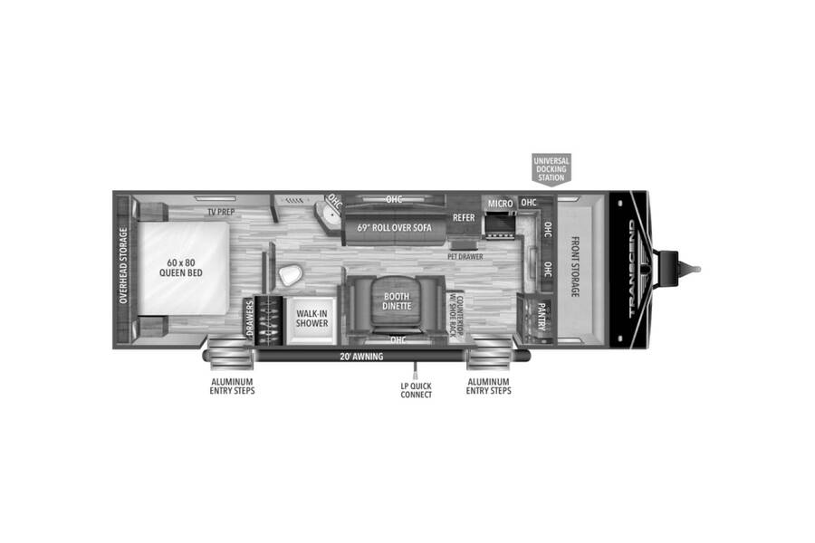 2022 Grand Design Transcend Xplor 255FK Travel Trailer at Greeneway RV Sales & Service STOCK# 10618 Floor plan Layout Photo