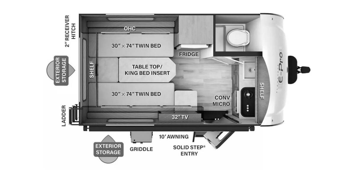 2023 Flagstaff E-Pro 15TB Travel Trailer at Greeneway RV Sales & Service STOCK# 10706 Floor plan Layout Photo