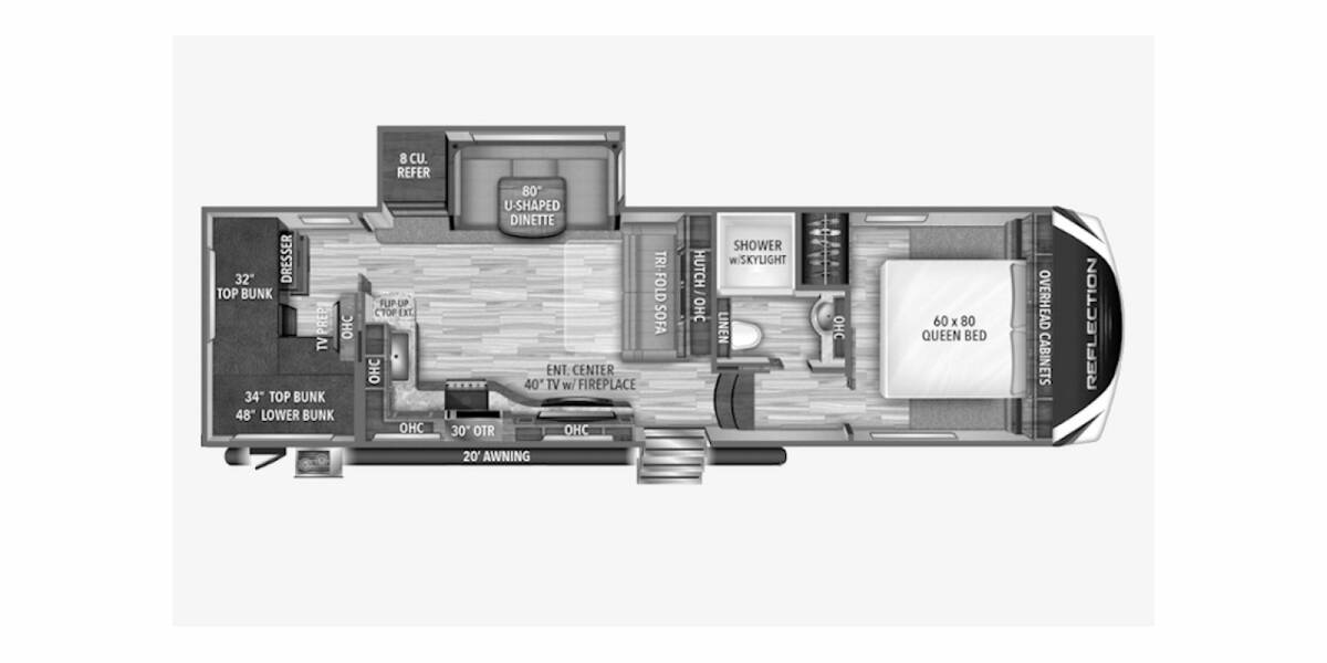 2020 Grand Design Reflection 150 290BH Fifth Wheel at Greeneway RV Sales & Service STOCK# 10501A Floor plan Layout Photo