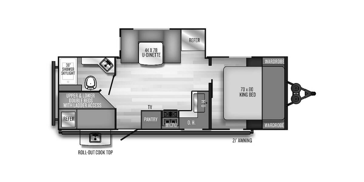 2021 Palomino SolAire Ultra Lite 243BHS Travel Trailer at Greeneway RV Sales & Service STOCK# 10796A Floor plan Layout Photo