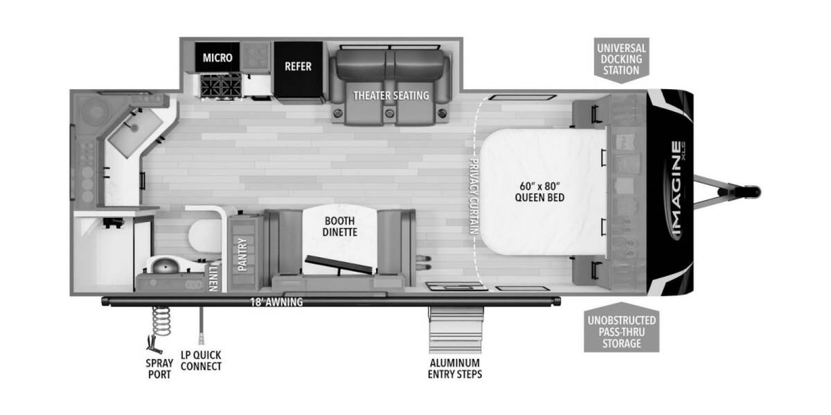2024 Grand Design Imagine XLS 22MLE Travel Trailer at Greeneway RV Sales & Service STOCK# 11014 Floor plan Layout Photo