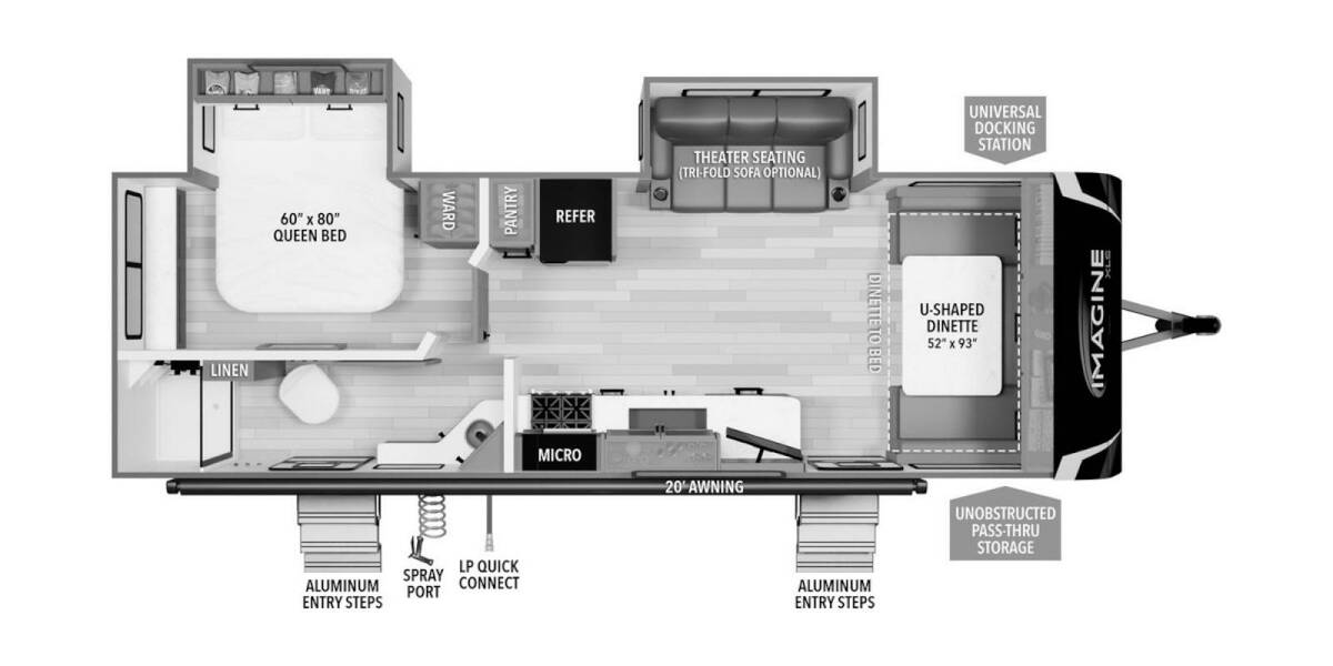 2024 Grand Design Imagine XLS 24BSE Travel Trailer at Greeneway RV Sales & Service STOCK# 11020 Floor plan Layout Photo