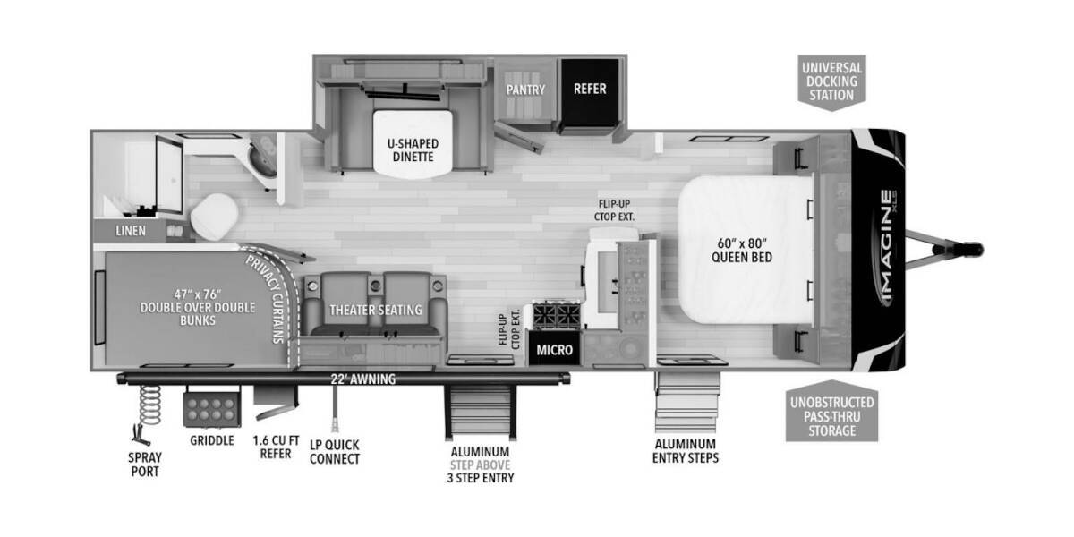 2024 Grand Design Imagine XLS 25DBE Travel Trailer at Greeneway RV Sales & Service STOCK# 11021 Floor plan Layout Photo