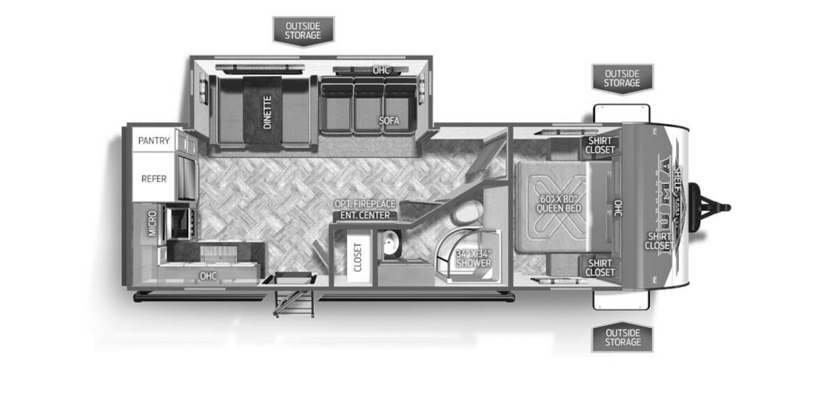2023 Palomino Puma 25RKQB Travel Trailer at Greeneway RV Sales & Service STOCK# 11090 Floor plan Layout Photo