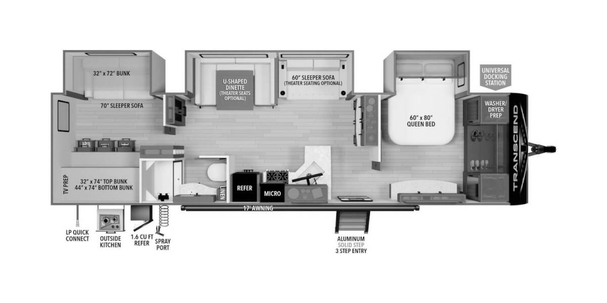 2024 Grand Design Transcend Xplor 331BH Travel Trailer at Greeneway RV Sales & Service STOCK# 11124 Floor plan Layout Photo